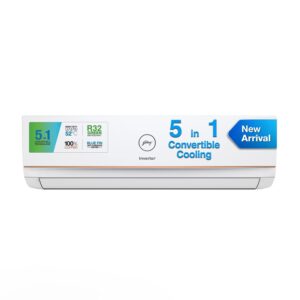 Godrej 1 Ton 3 Star, 5-In-1 Convertible Cooling, Inverter Split AC (5 Years Warranty, Copper, I-Sense Technology, 2023 Model, AC 1T EI 12TINV3R32-GWA Split, White)