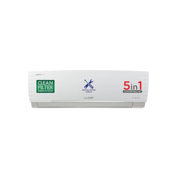 Lloyd 1.0 Ton 3 Star Inverter Split AC (5 in 1 Convertible, Copper, Anti-Viral + PM 2.5 Filter, 2023 Model, White with Chrome Deco Strip, GLS12I3FWAEV/WAEA)