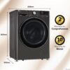 LG 11 Kg (Wash) / 7 Kg (Dry), AI Direct Drive Technology, Steam+ & Wi-Fi Front Load Fully Automatic Washer Dryer (FHD1107STB, Intelligent & Convenient Fabric Care, Wrinkle Care, Black Steel) - Image 5