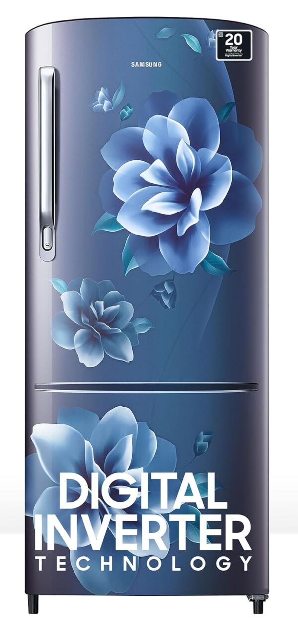 Samsung 183 L, 4 Star, Digital Inverter, Direct-Cool Single Door Refrigerator (RR20C1724CU/HL, Camellia Blue, 2024 Model)