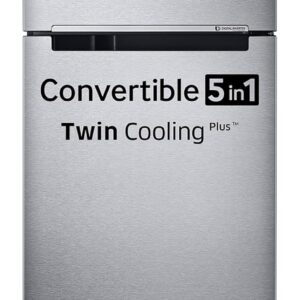 Samsung 385 L, 2 Star, Convertible 5-in-1 Digital Inverter, with Display Frost Free Double Door Refrigerator (RT42C5532S9/HL, Silver, Refined Inox, 2024 Model)