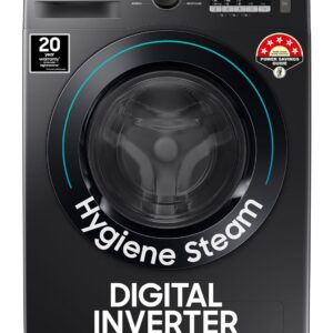 Samsung 9 kg, 5 Star, Hygiene Steam with Inbuilt Heater, Digital Inverter, Fully-Automatic Front Load Washing Machine (WW90T4040CB1TL, Black)