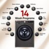 LG 11 Kg (Wash) / 7 Kg (Dry), AI Direct Drive Technology, Steam+ & Wi-Fi Front Load Fully Automatic Washer Dryer (FHD1107STB, Intelligent & Convenient Fabric Care, Wrinkle Care, Black Steel) - Image 2