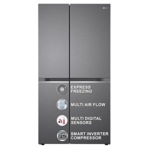 LG 655 L Frost-Free Smart Inverter Double Door Side-By-Side Refrigerator (2023 Model, GL-B257HDSY, Dazzle Steel, Express Freeze | Multi Air-Flow)