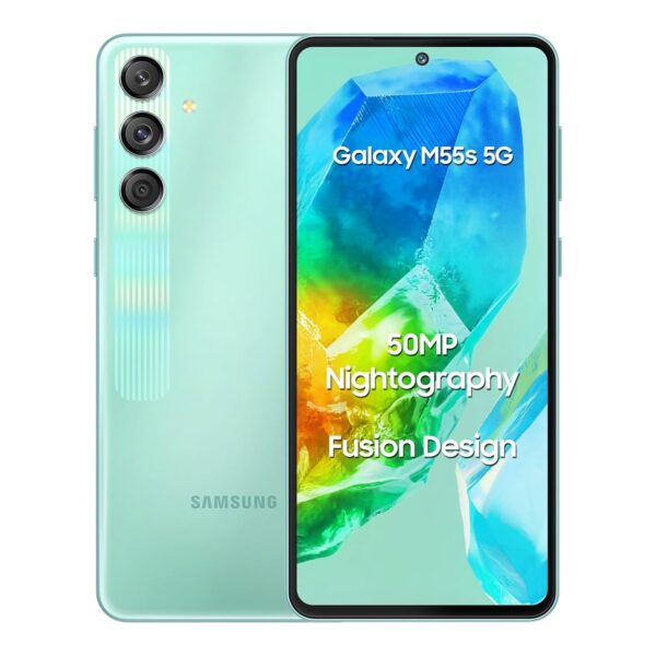 Samsung Galaxy M55s 5G (Coral Green,8GB RAM,128GB Storage) | 50MP Triple Cam| 5000mAh Battery| Snapdragon 7 Gen 1 | 4 Gen. OS Upgrade & 5 Year Security Update| Super AMOLED+ Display| Without Charger